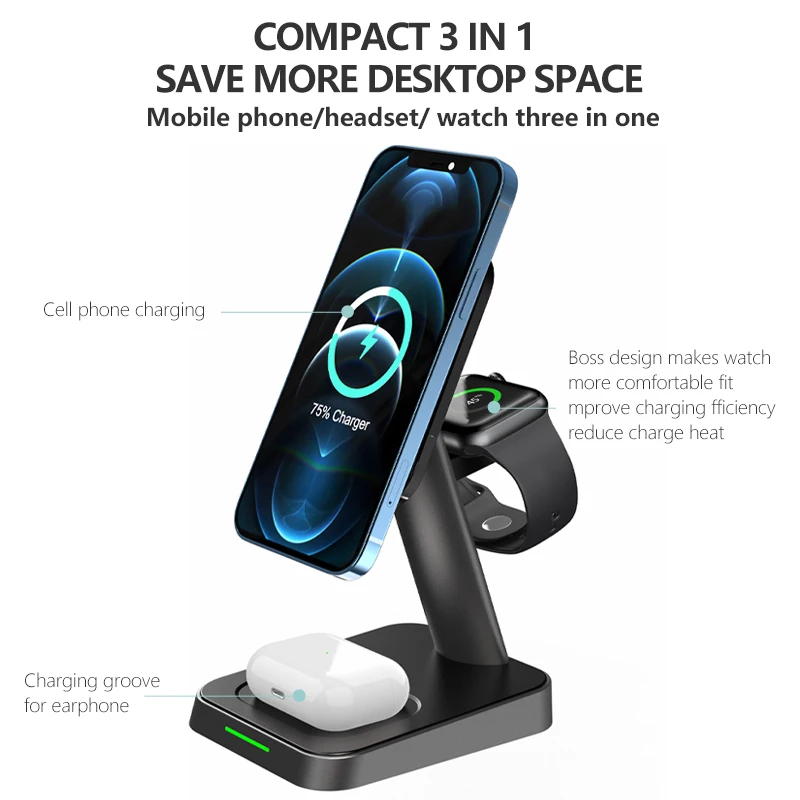 2021 Original Factory 3 in 1 Electronic Accessories Watch Wireless Charger Magnetic for