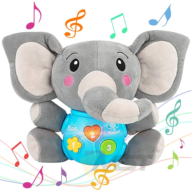 Baby Comfort Nightlight Soother Animal Doll Monkey Bear Elephant Soft Plush Stuffed Toy Animals With Light Music