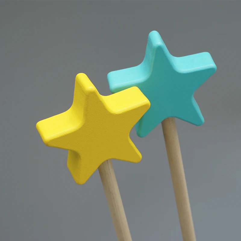 Wooden Princess Wand Star Fairy Unfinished Wooden DIY Crafts Moon Star Heart bear Magical Wand