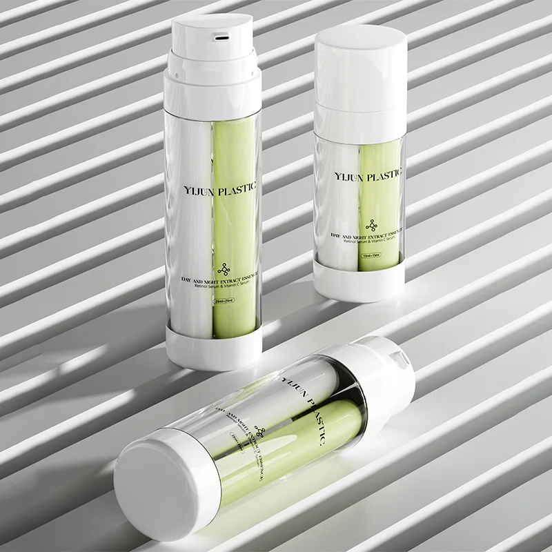 15ml+15ml /30ml+30ml Plastic Airless Dual Chamber Pump Cosmetic Double Tube Screw Cap Lotion Lotion Bottle PE PUMP Sprayer