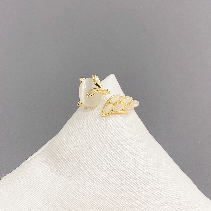 JZ10295 Fashion trendy gold plated women jewelry opal fox open adjustable