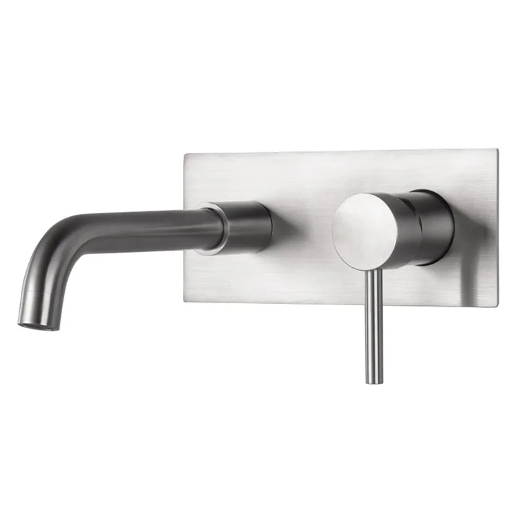 Nickel brushed In wall mounted stainless steel sink  hot cold basin faucet taps