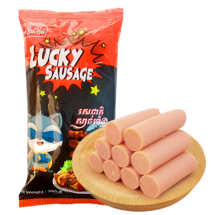 Good delicious export standard Chinese barbecue BBQ flavor sausage chicken and corn starch ham sausage