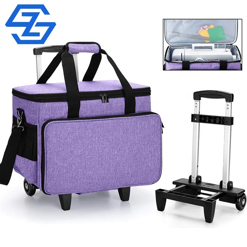 Factory Custom Easy Carry Sewing Machine Carrying Case Trolley Bag With Collapsible Wheels Detachable Rolling Sewing Machine