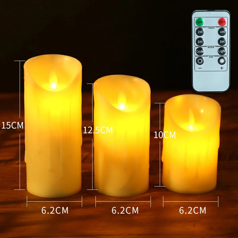 Simulated LED Plastic Candle Artificial LED Light Various Size Battery Powered Candle Set Warm Light Candle With Remote Control