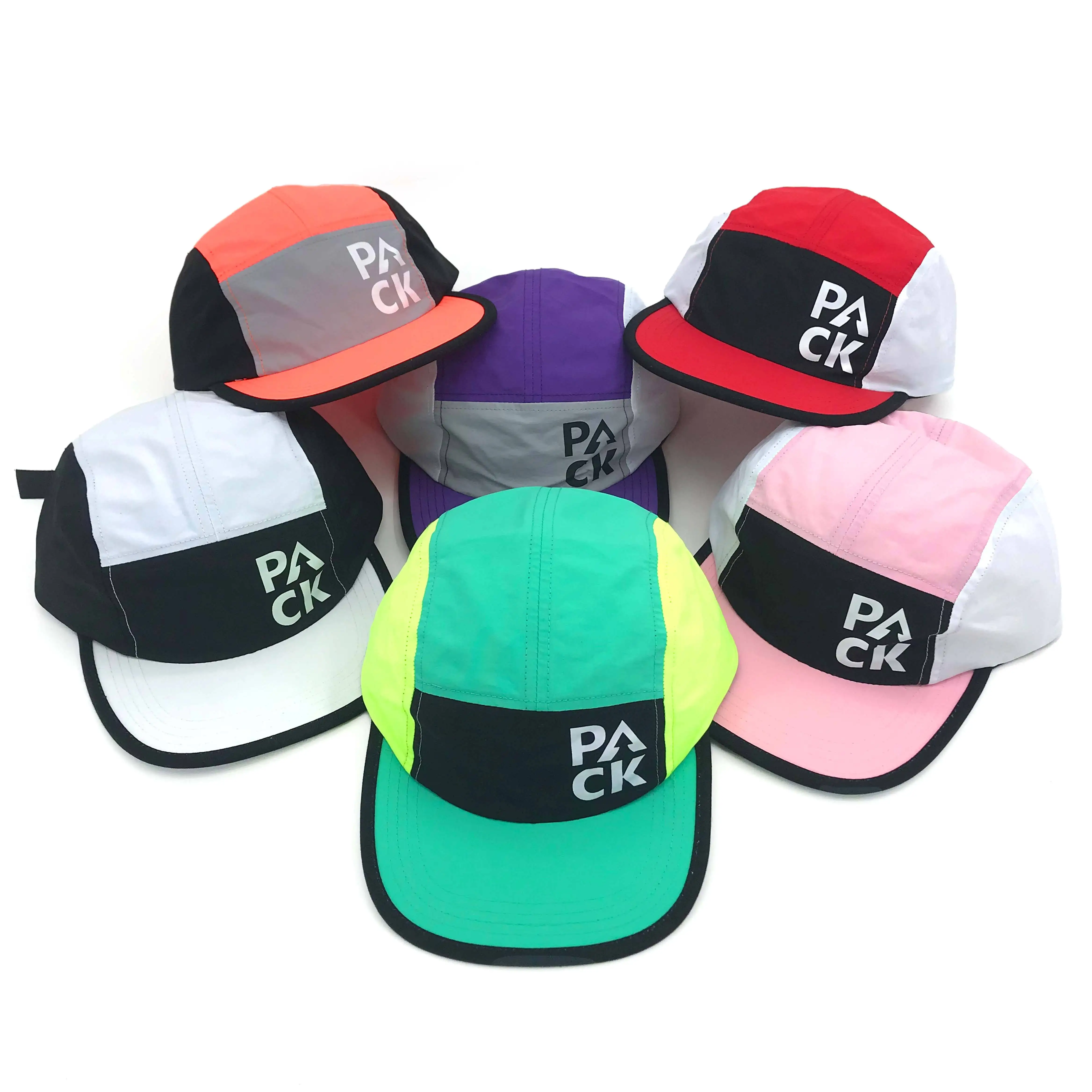 nylon waterproof strapback custom quick dry camp camper blank running 5-panel five 5 panel 5panel caps hats