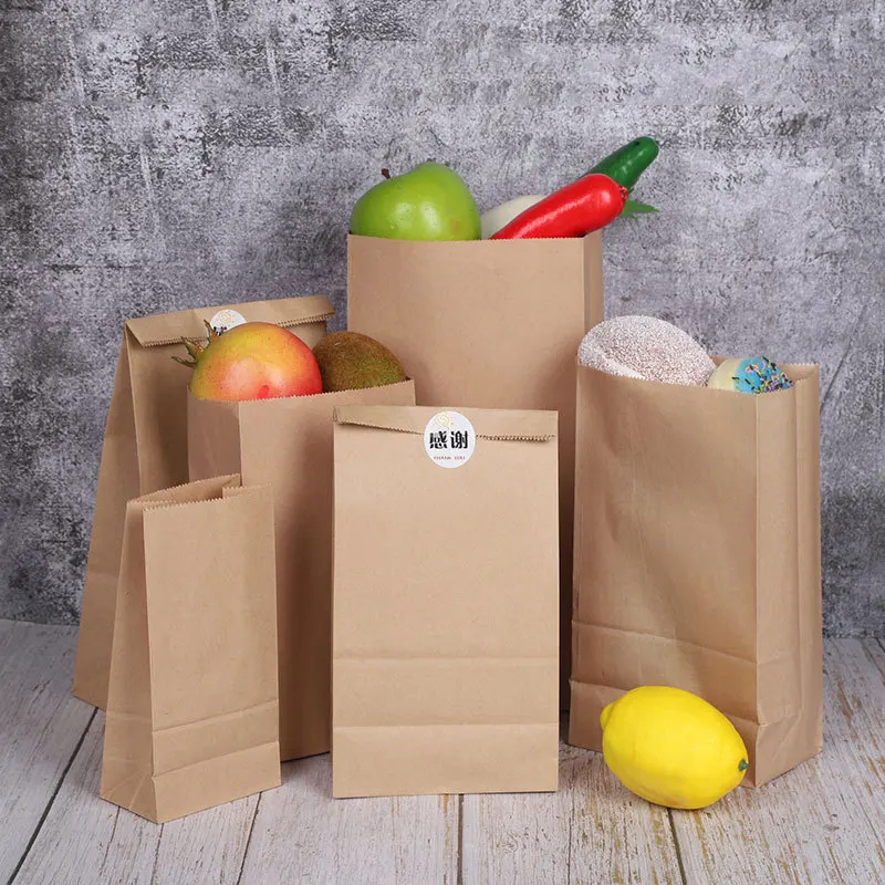 Custom Logo Size Kraft Paper Bags Food Takeout Packaging Shipping  Paper Bags For Food Takeaway