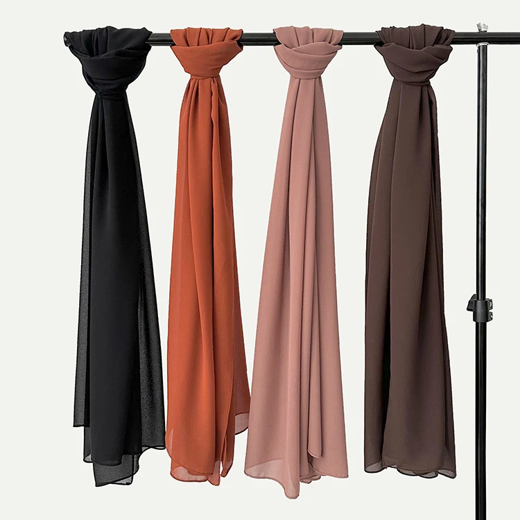 RTS factory wholesale four seasons versatile 50 colors in stock classic muslim chiffon solid color Islam Family Gatherings hijab