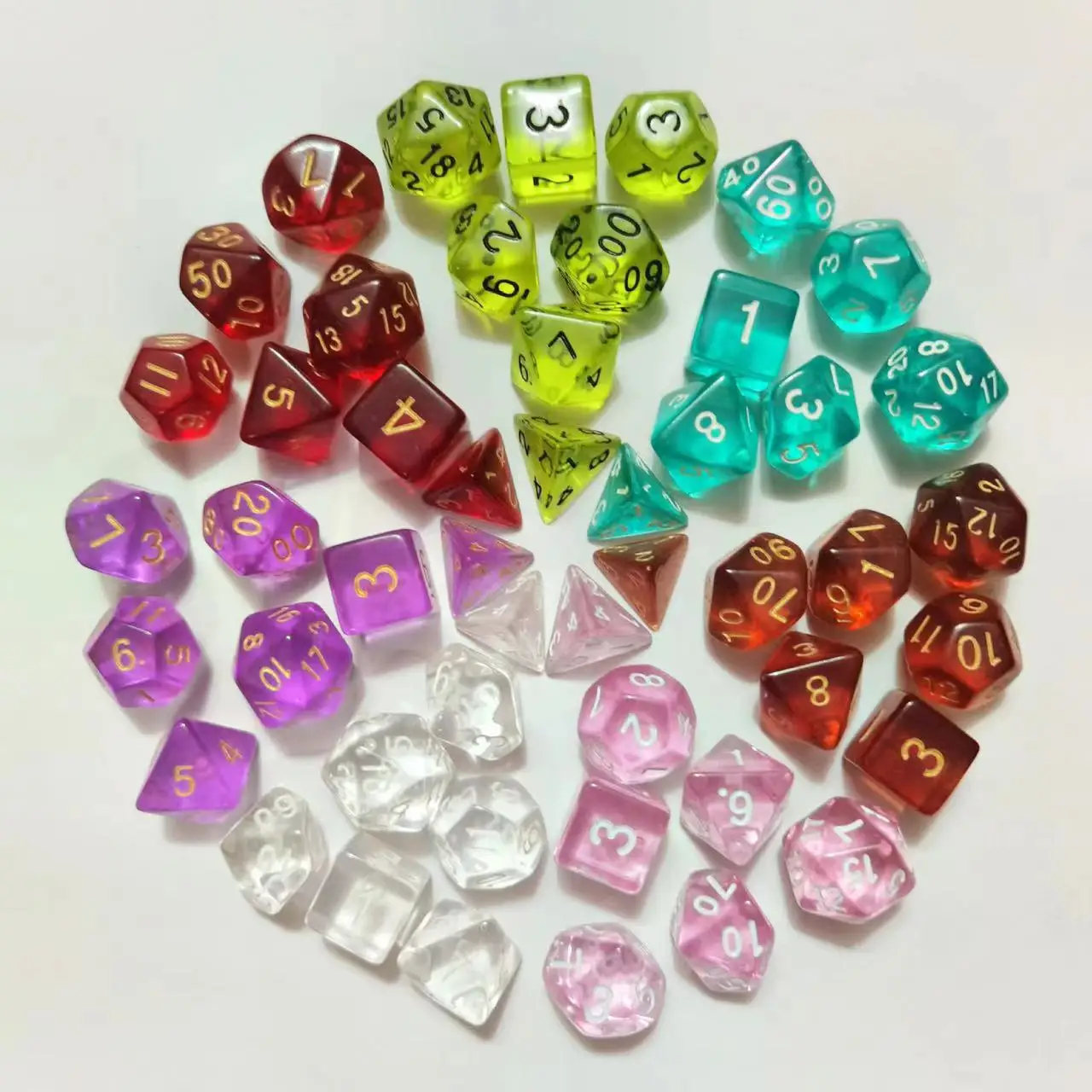 Wholesale custom dice set good quality marbled DND dice set dice for game