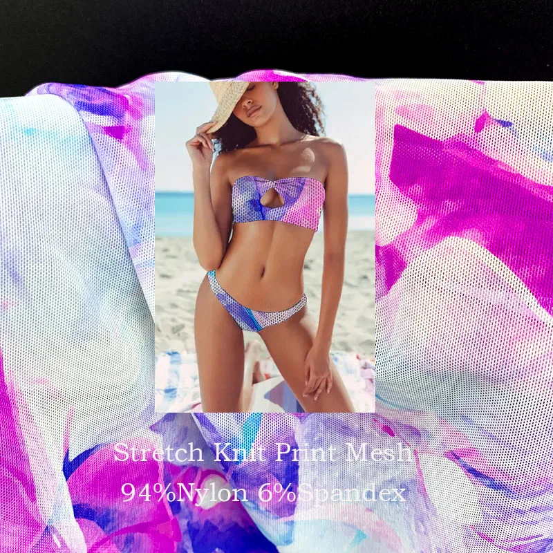 regular warp nylon spandex mesh four way stretch knitted fabric for swimwear,bikini