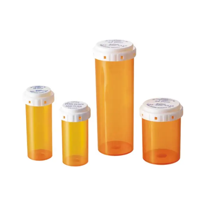 8DR 13DR 16DR 20DR 30DR 40DR 60DR Medical Amber  Empty Plastic Script Vials with Reversible Screw Cap