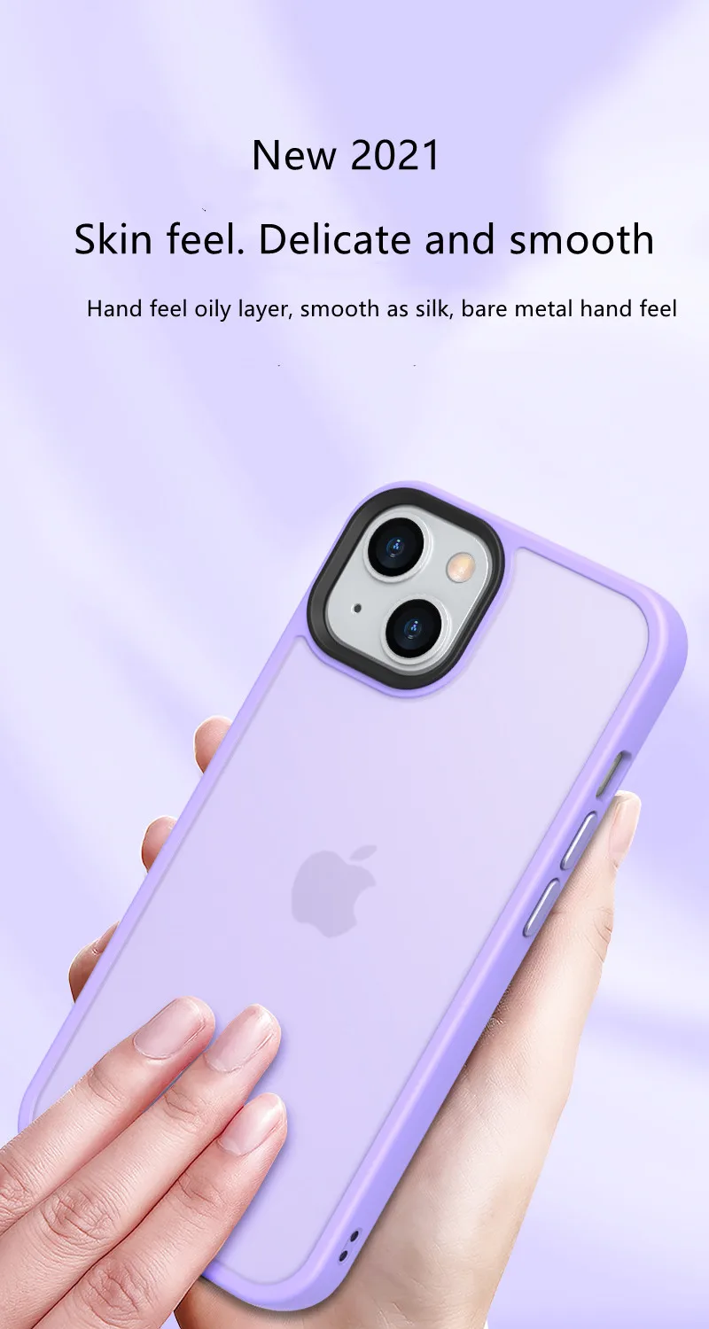 Funsion translucent PC  soft TPU frame Black camera ring Wholesale waterproof Shockproof for iphone 13 pro max phone case