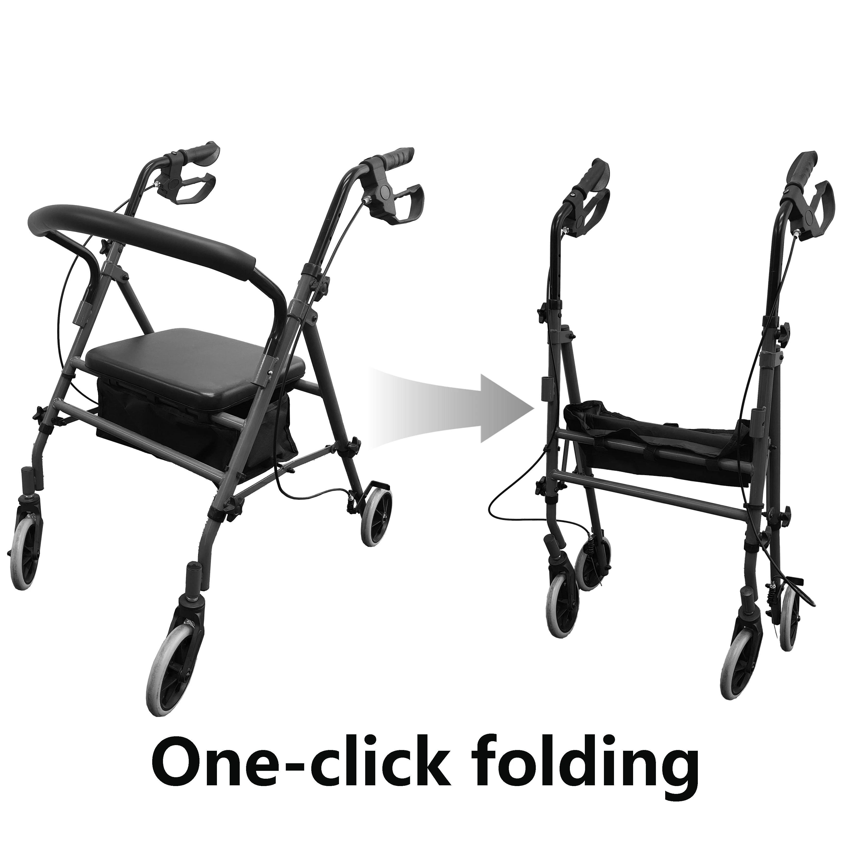 Senior High Quality Aluminium Durable Adjustable Adult Rollator Walker For Elderly