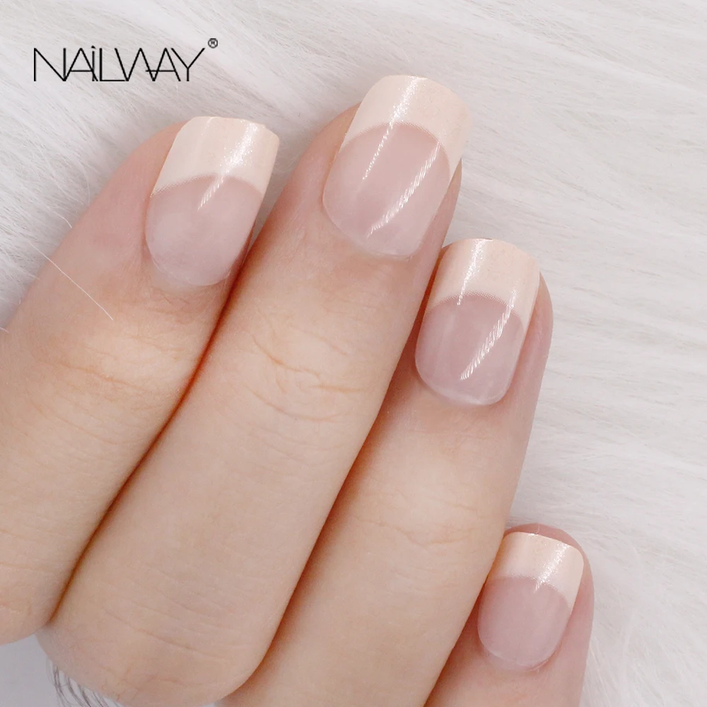 Wholesale Short Pink French False Nail Artificial French Fake Nails Online Faux Ongles Full Cover Press On Nails Vendors