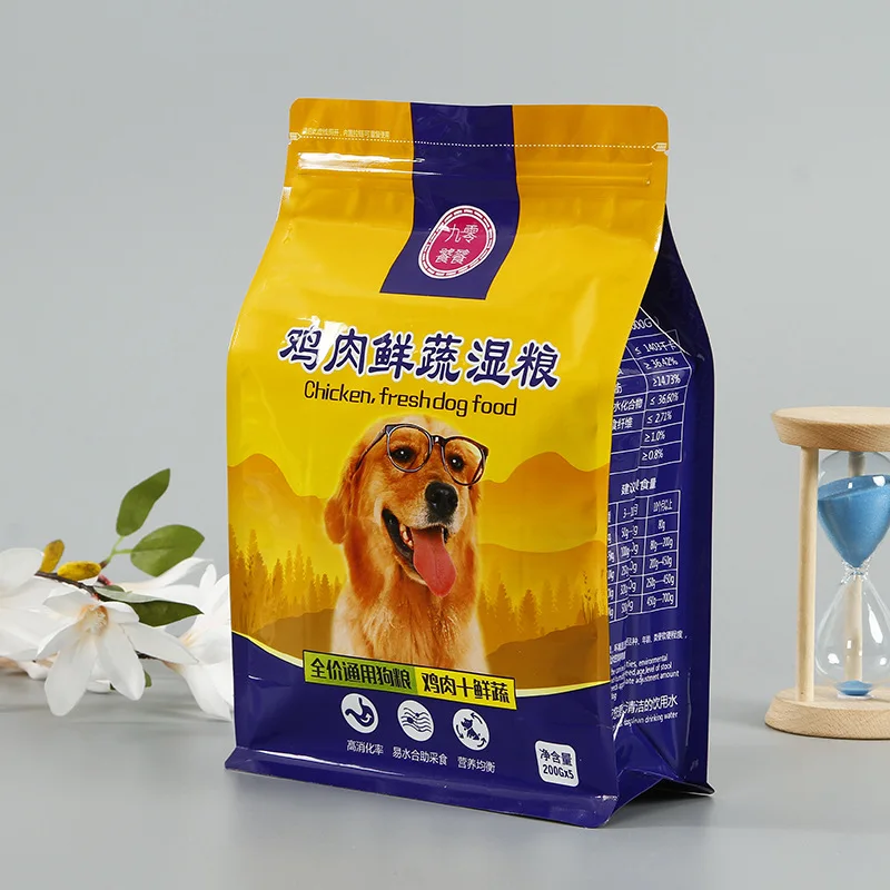 Custom Design printed  sachet  2.5kg Plastic Pet Feed flexible package vegan Food bottom zipper pouch
