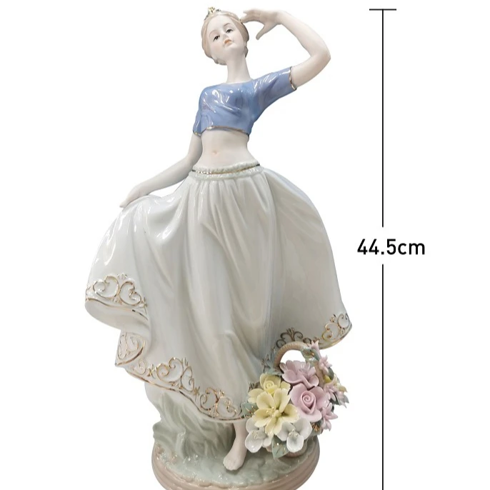 
Porcelain Lady Dancer Statue Ceramic Figurines Souvenir Decor Dancing Sculpture Gift Craft Ornament Accessories 
