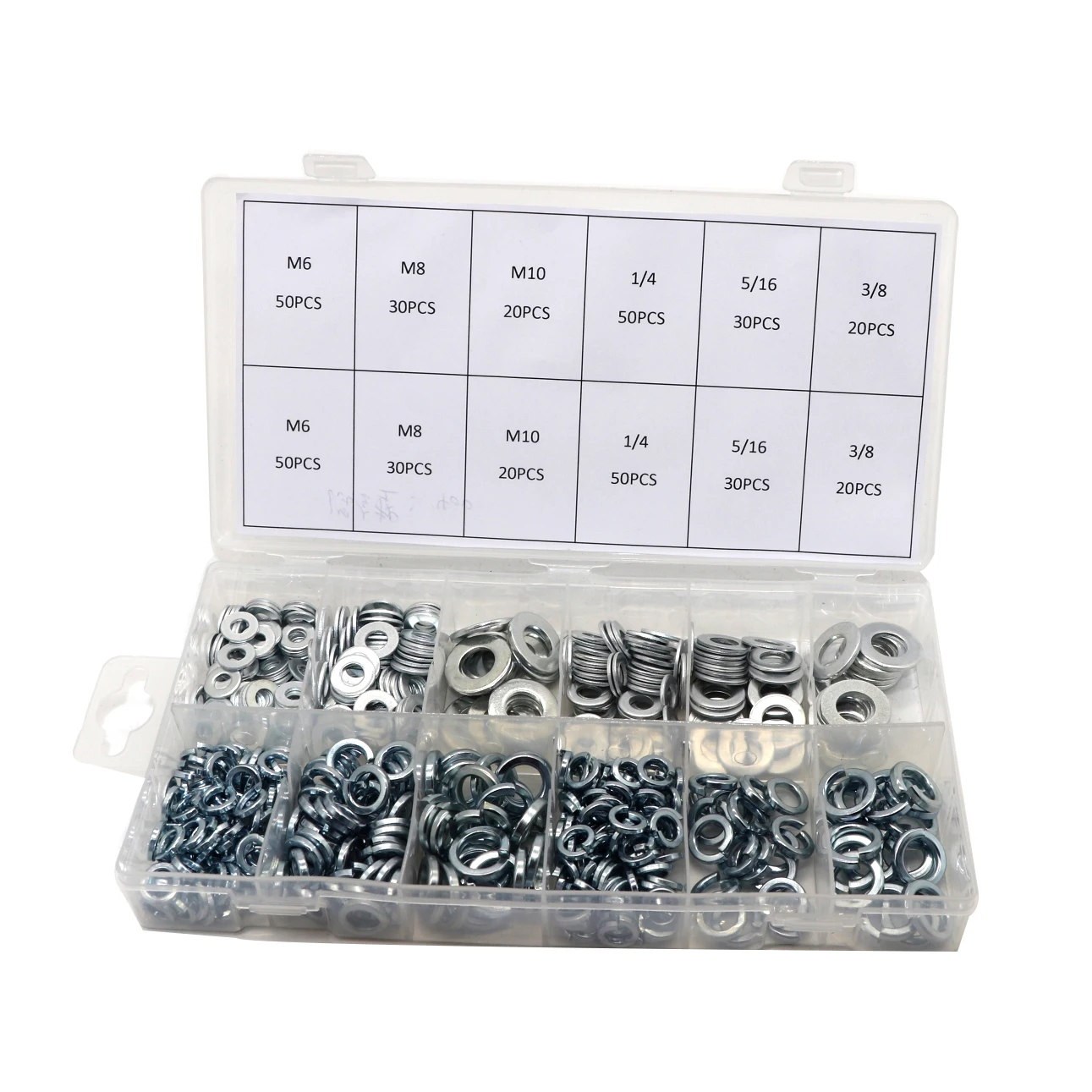 SYD-1035 400PCS assortment Carbon Steel Washer + spring lock washer M6 M8 M10 1/4 5/16 3/8