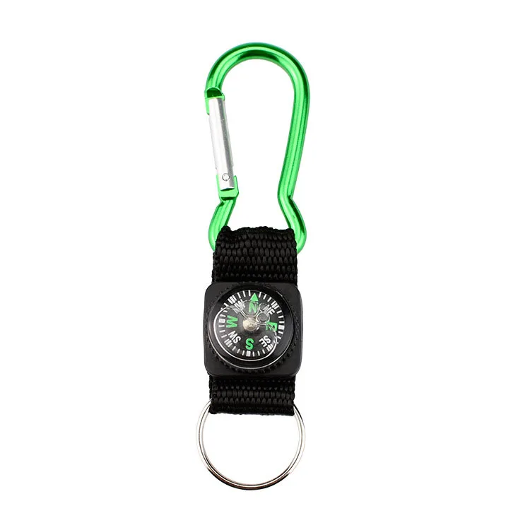 Promotional gifts webbing strap keychain carabiner with compass