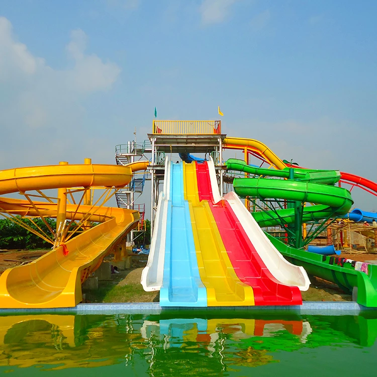 factory price supply Side-by-side Fiberglass rainbow water Slide Racing Waterslide Custom Water Slides