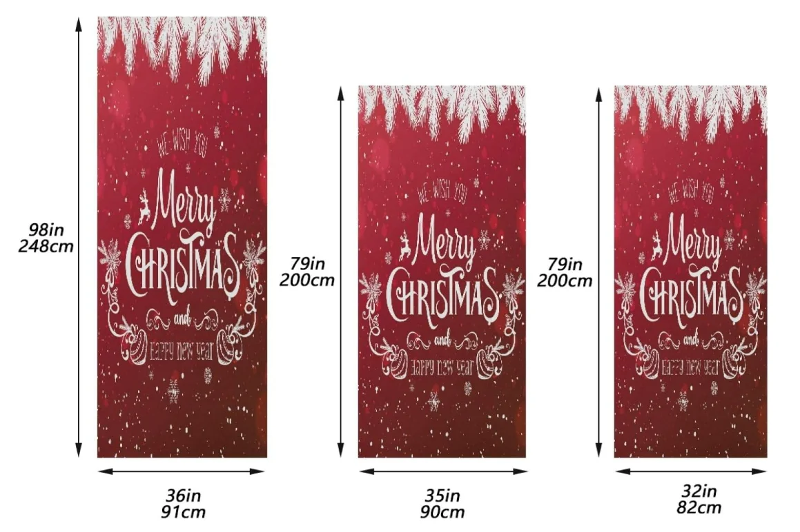 Customized Printing 35 x 79 Inch Washable Elastic Fabric Christmas Door Cover For Festival Decoration
