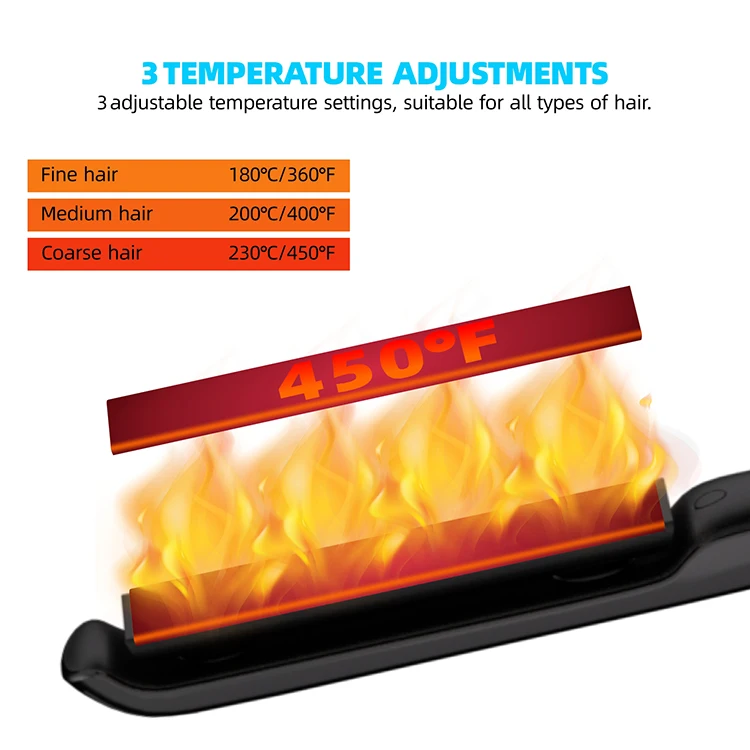 OEM Ionic Hair Straightener planchas de cabello Professional Hair Straightener 450F Titanium Flat Iron