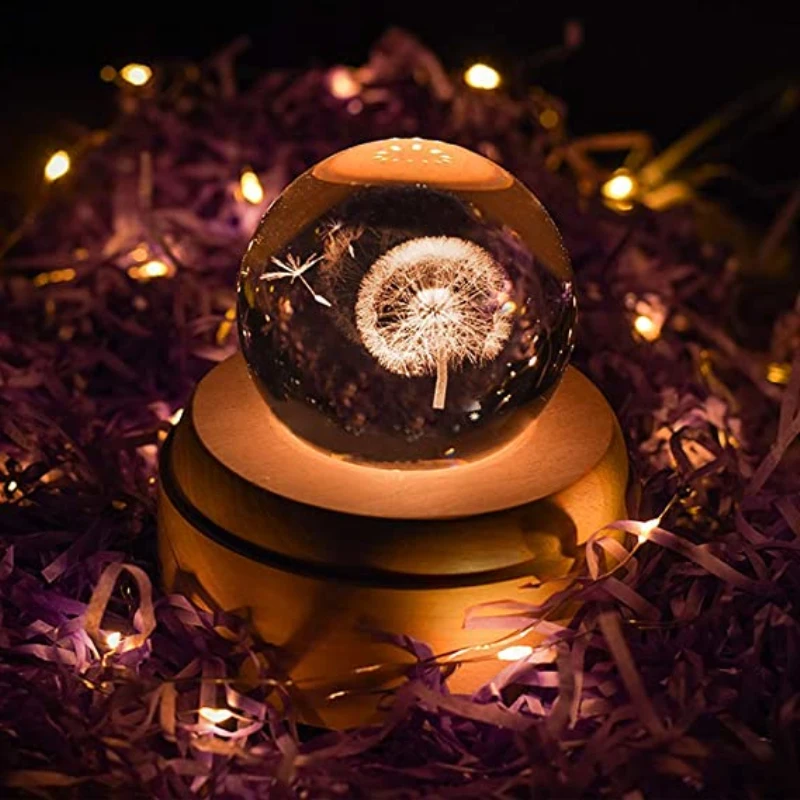 Projector 3D Stereoscopic Image Night Light Crystal Ball Music Box Luminous Crystal Poke Ball Rotate Animation Figures