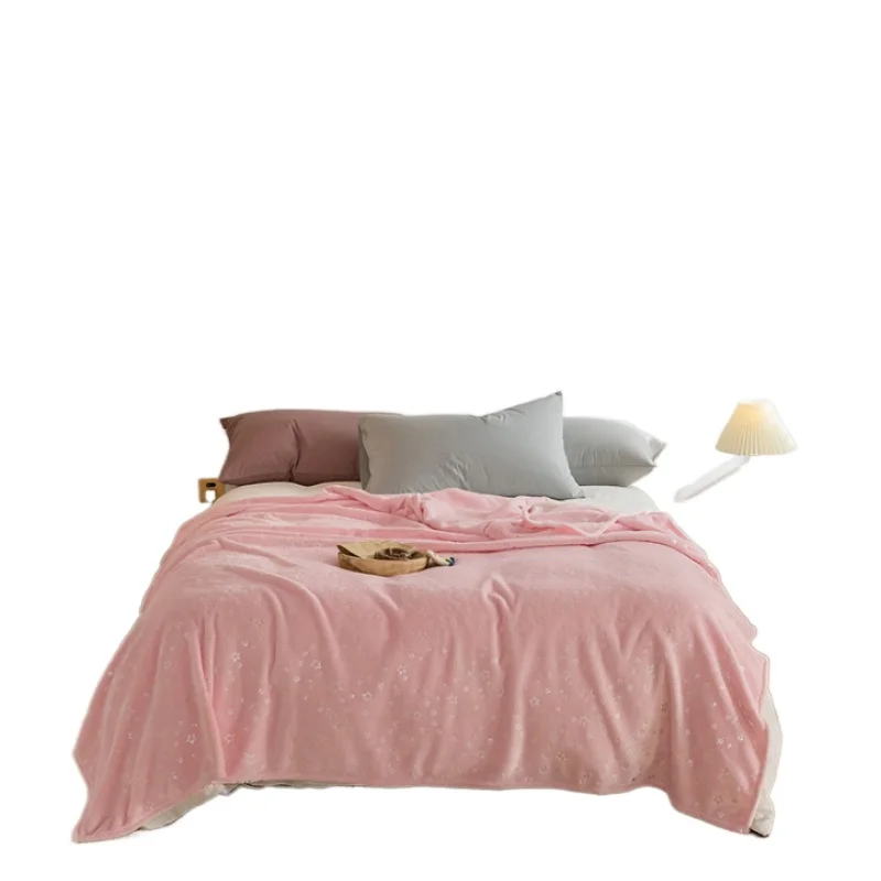 
 Discount thickened plush warm golden mink fur flannel bed blanket  