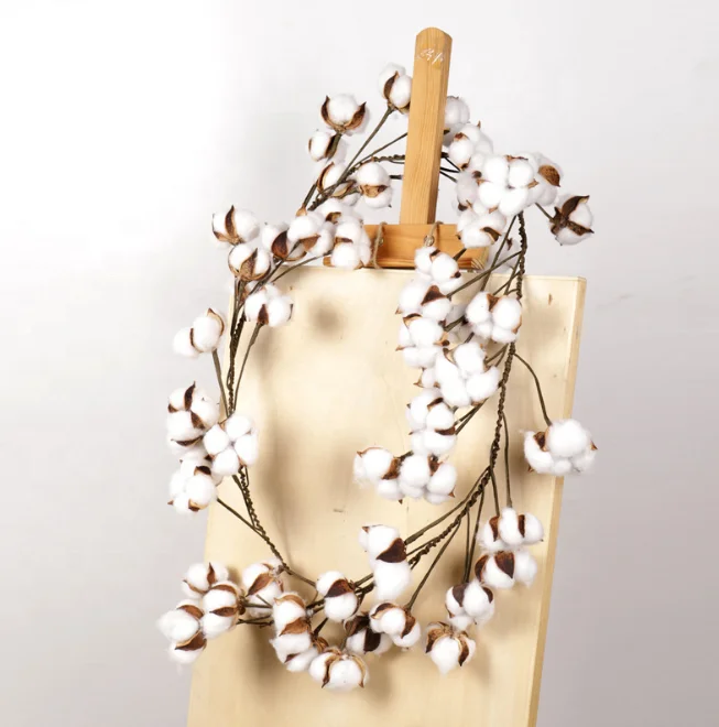 FCR1013 Factory supply decorative dried artificial cotton stems garland for sale