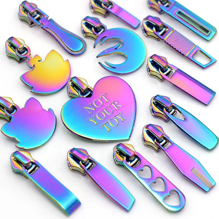 Wholesale Zipper Heads Rainbow Color Metal Zipper Slider #3 Custom Logo Slider