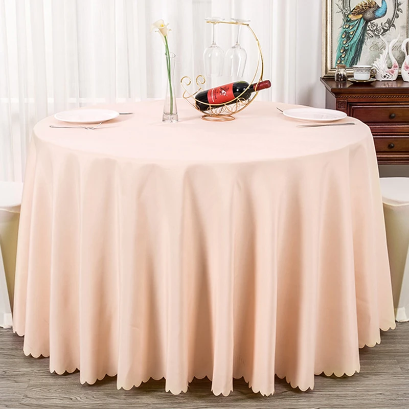 Cheap 110 Inch Round Tablecloth Beige Ivory Wedding Table Cloth