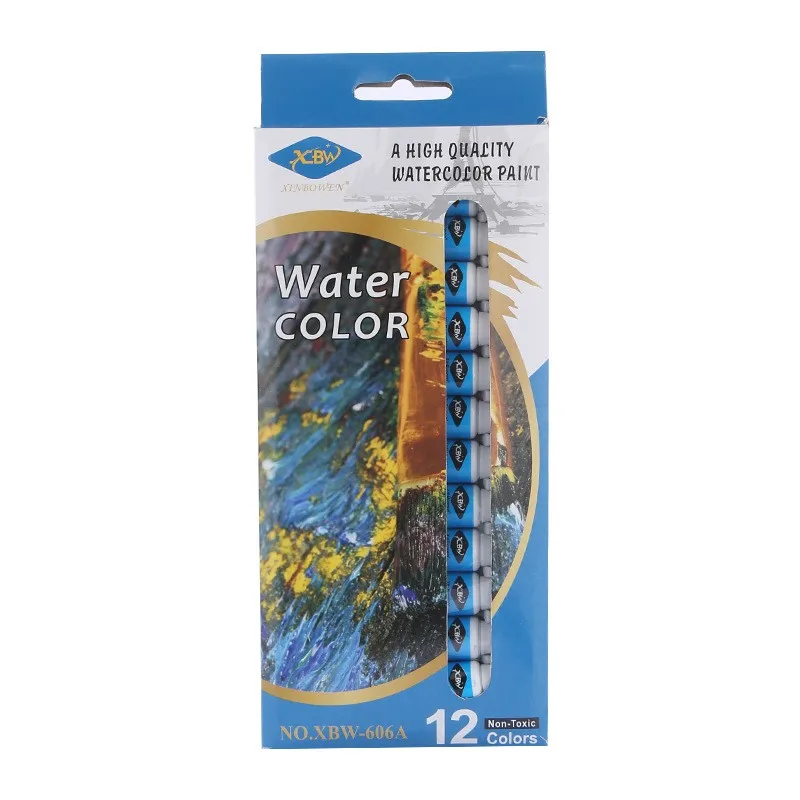 12 color box watercolor pigment painting set art supplies