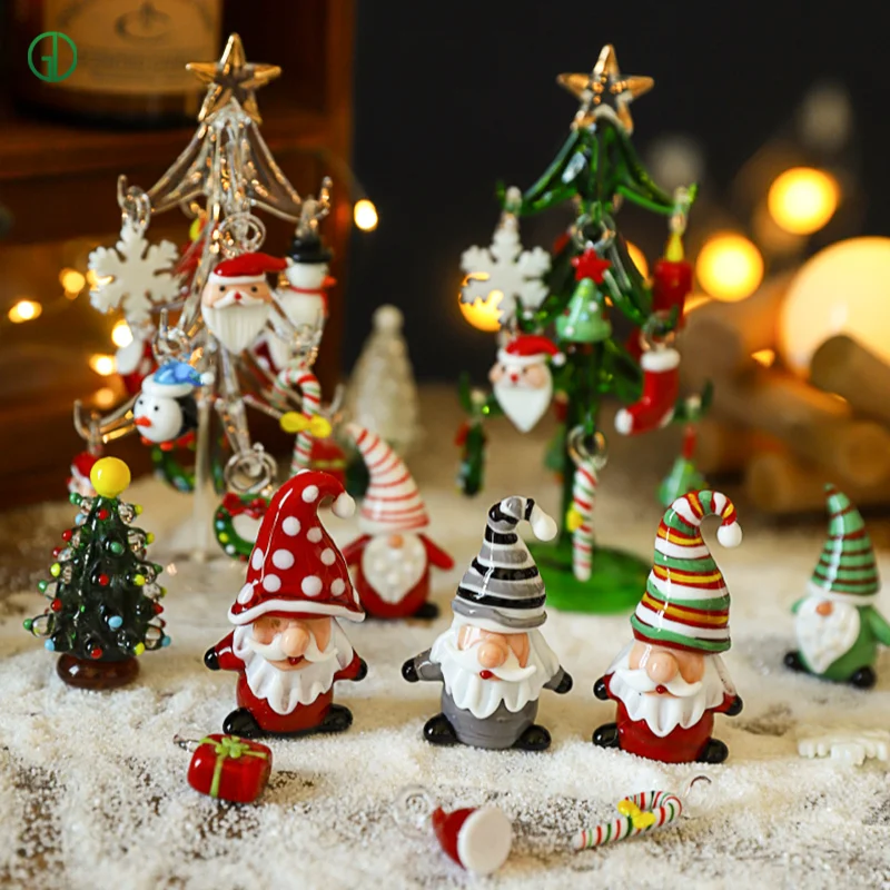 Modern Glass Knick-Knacks Room Decor  Christmas tree Santa Claus decorations Figurine Model Craft Sculpture For Living Room