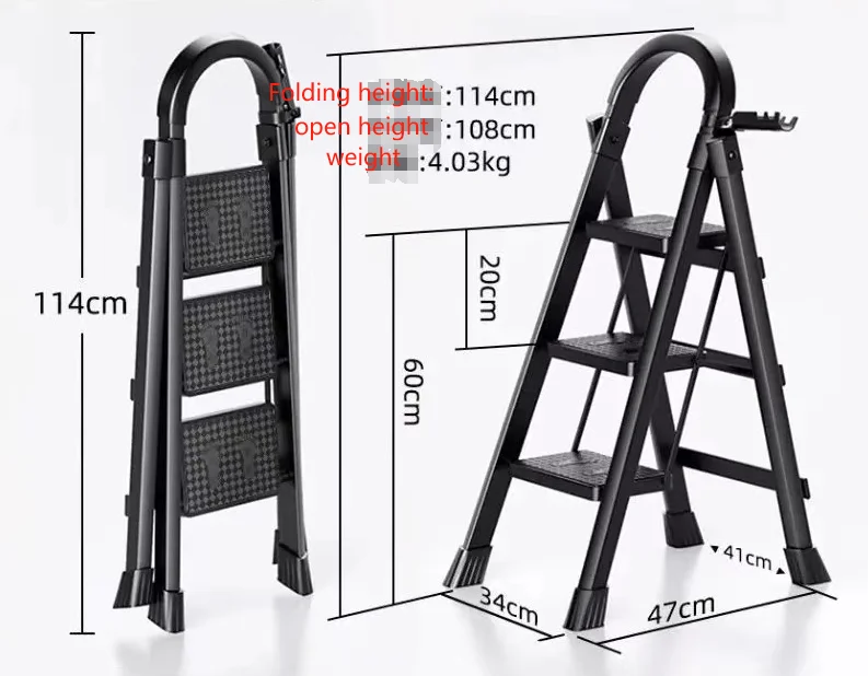 Low price DDP 3 Portable Foldable Ladders Wholesale Step Steel Ladder