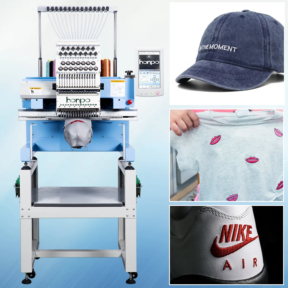 50% Discount honpo Single Head Embroidery Machine Computerized in China 1500 SPM for Hat Clothe Pant Embroidery