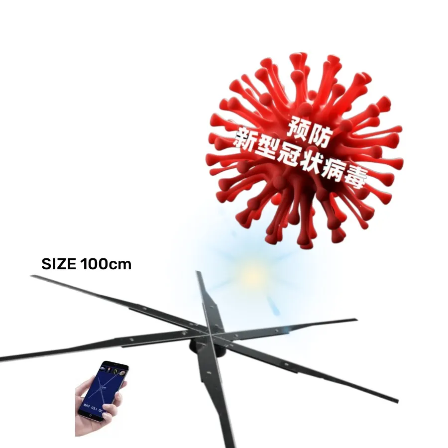 100cm 3D Projector Naked Eye Stereo air Suspension 3D advertising fan HD Animation holographic fan 3d hologram projector