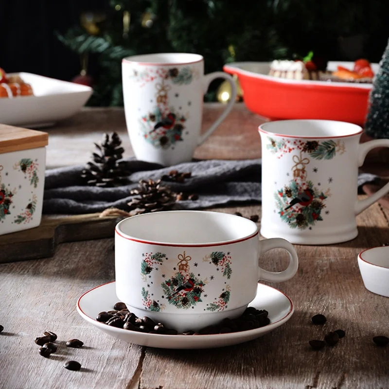 Christmas tree  afternoon teacup dish cutlery Ceramic cutlery Christmas dinnerware set