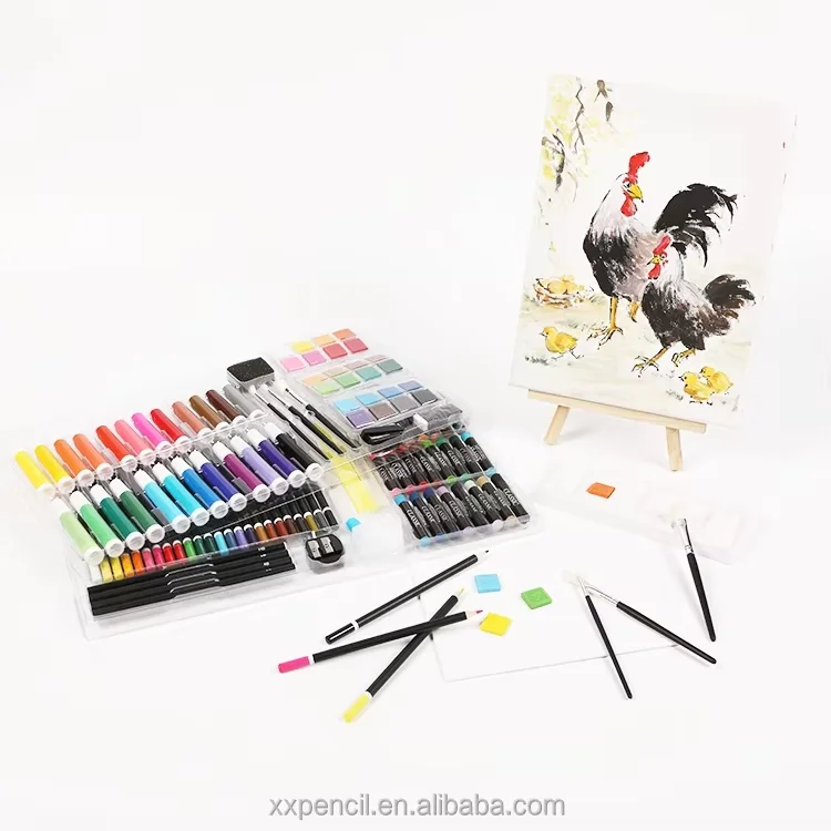 Hot Selling Creative Art Set Plastic Palettes 113PCS PP Box Tipping Art Colour Pencils Set
