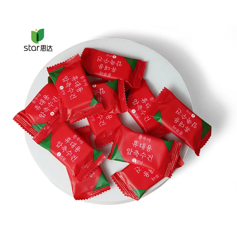 customized packing bag colour disposable 100% cotton hand face compressed towels magic towel