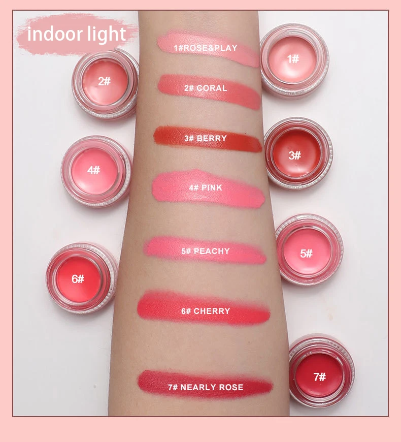 7 цветов, черная круглая стеклянная банка для крема, для макияжа, румяна, веганские розовые румяна, частная марка, maquillaje, румяна, крем