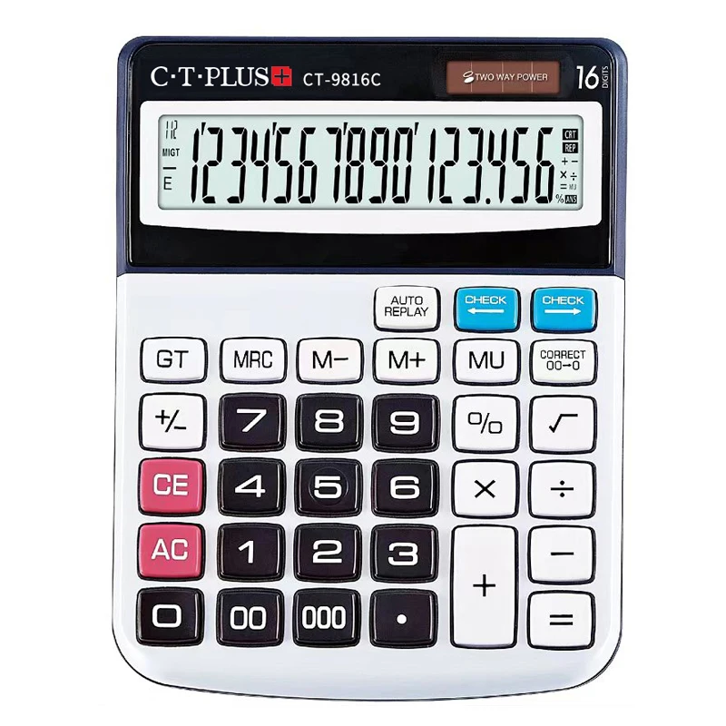 New Technique Desktop Calculator 16 Digits Check and Correct Calculator Solar Business Calculator Office Custom Logo Calculadora