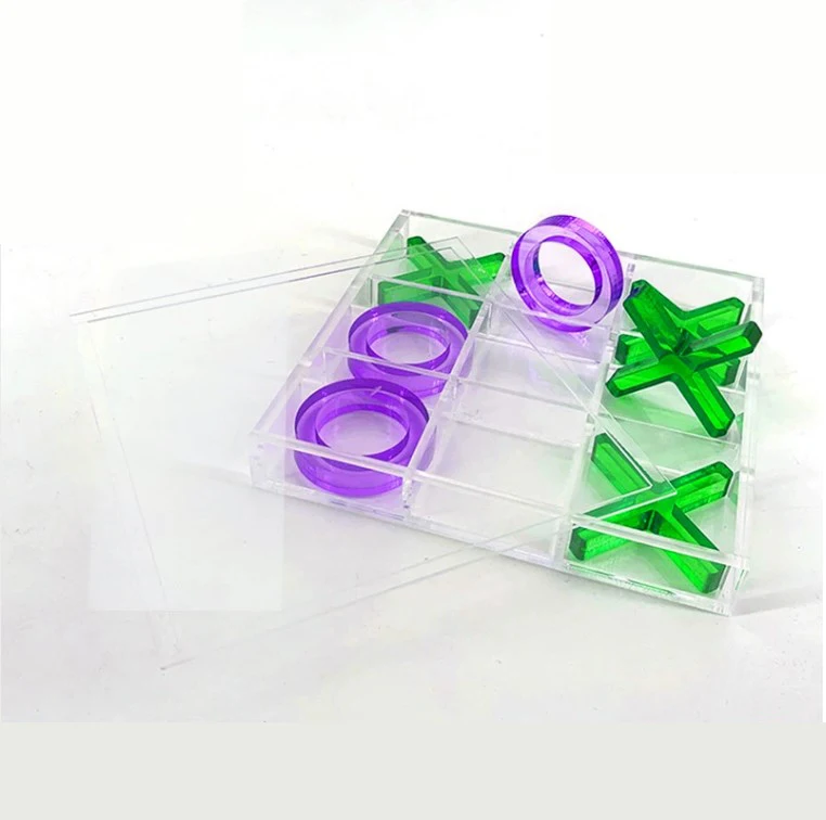 WalMart hotsale acrylic tic tac toe sets acrylic chess board game custom colorful chess game sets