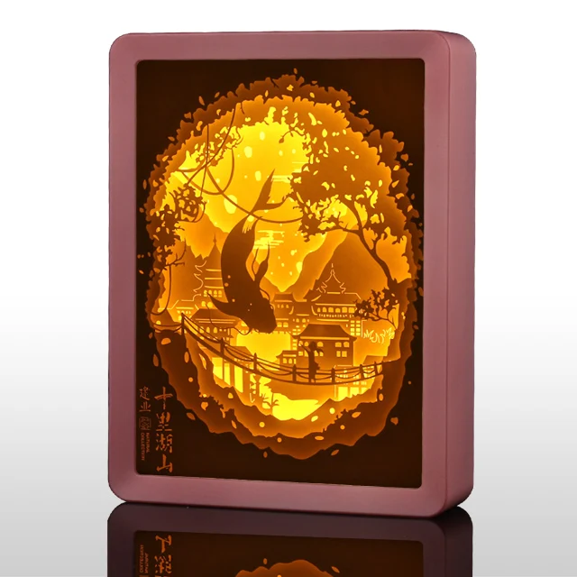 Fancy decoration led bedroom beside night  lamp 3d shadow art paper lamp for gifts