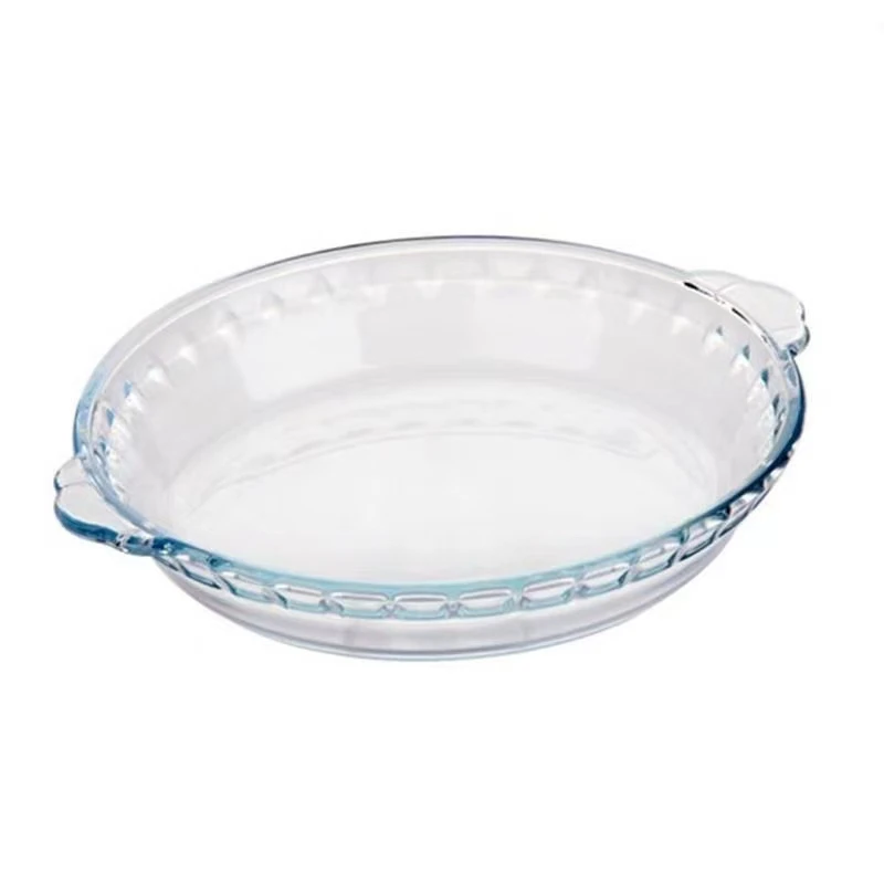 Термостойкая стеклянная тарелка круглая кухонная посуда для микроволновой печи выпечки