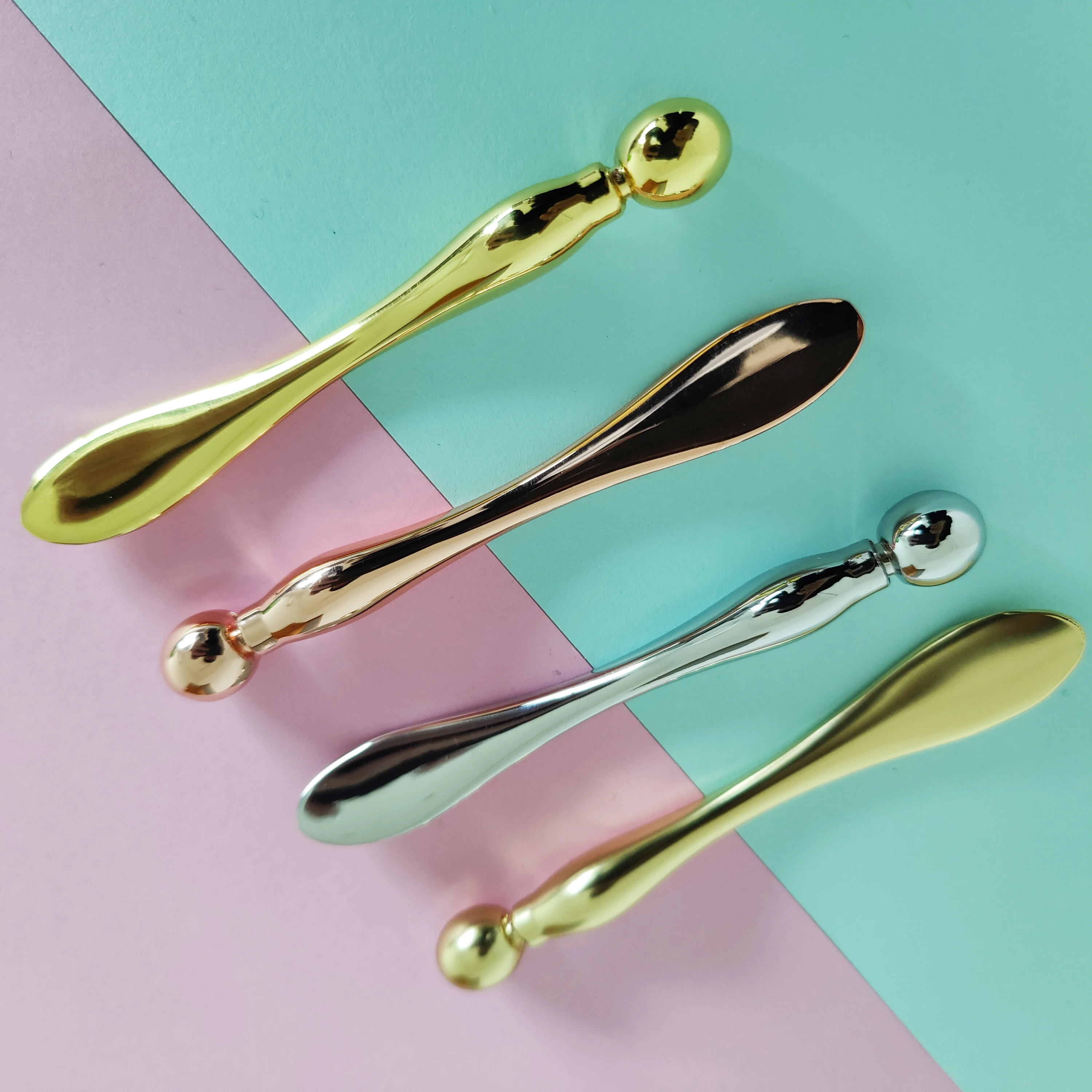 Sticks Beauty Makeup Spatula Mini Small Facial Massage Mask Gold Metal Eye Cream Cosmetic Spoon