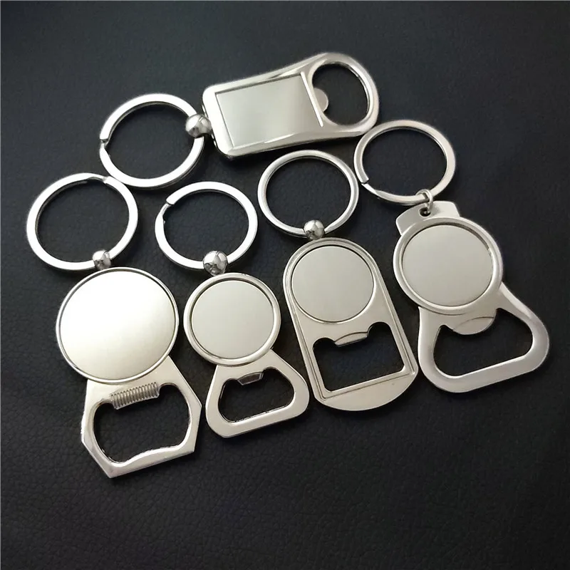 Bottle Opener Keyring Zinc Alloy Beer Bar Tool Beer Opener Keychain Custom Logo Blank Metal Key Chains