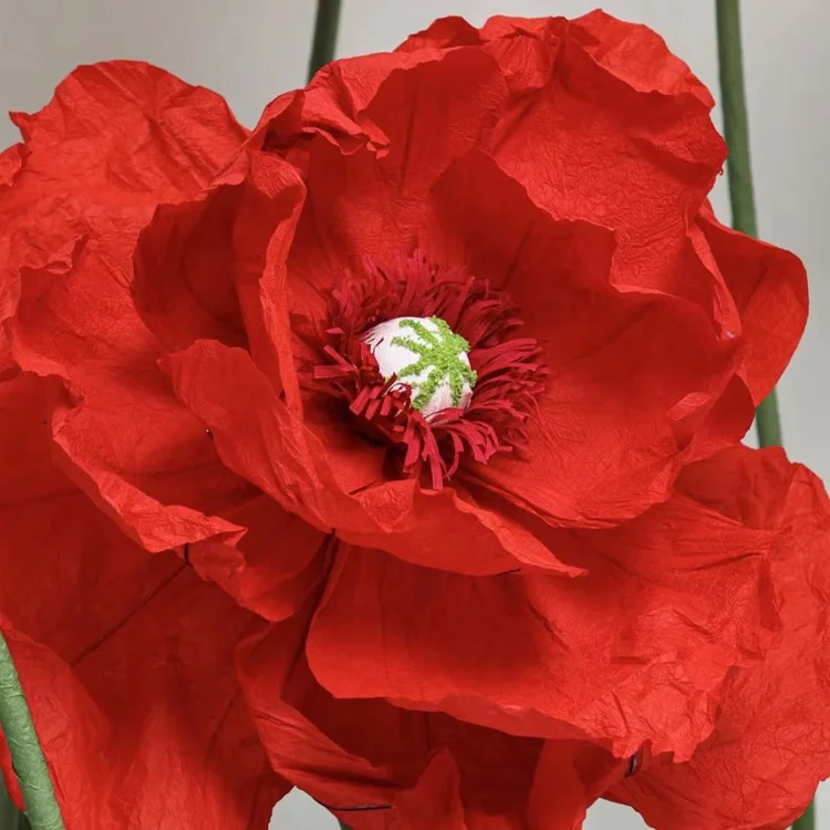 K-0075 Homemade Wedding Decoration Artificial Corn Poppy Flower Long Stem Poppies Red Giant Flower
