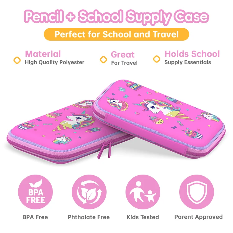 Custom Cute unicorn  3D eva pencil case  Kids School a  Pencil Cases For Girls