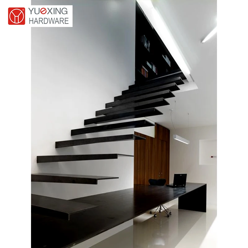 Revolutionize Your Living Space: Sleek Modern Floating Stairs with Robust Metal Construction