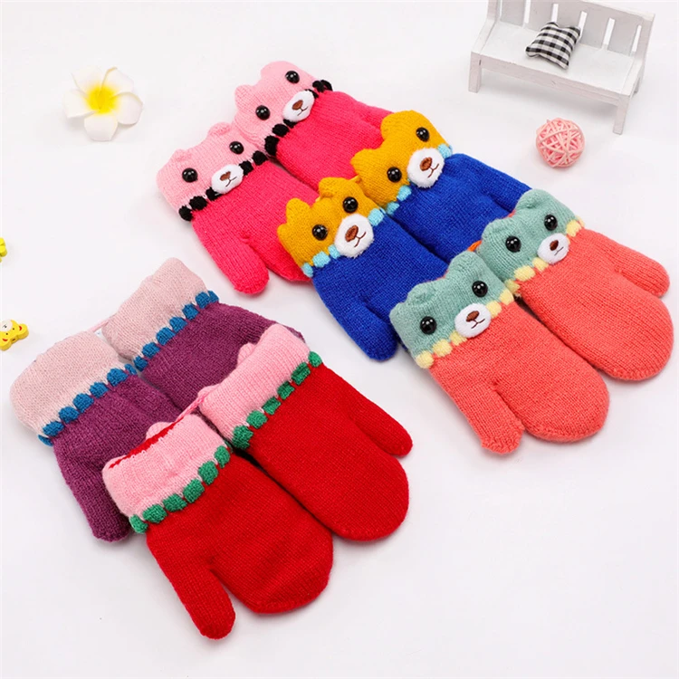 Winter Fashion Kids Gloves Cashmere Thicken Warm Knitted Gloves For Baby