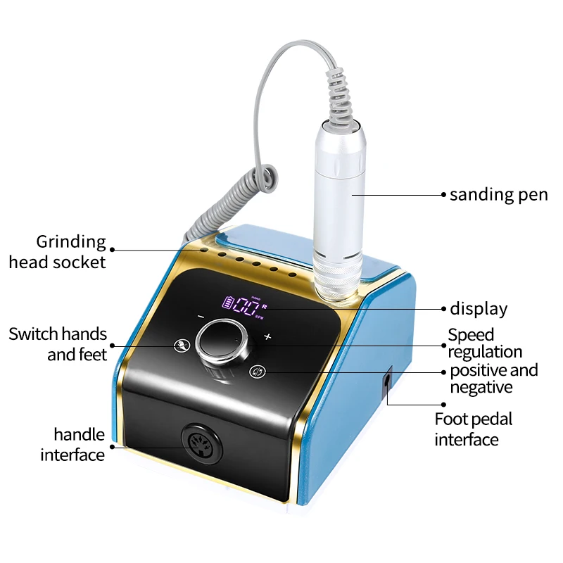 35000RPM Portable Electric Nail Drill Manicure Machine For Acrylic Gel Polish Nails Sander Rechargeable Nail Art Salon Equipment